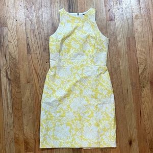 Ann Taylor 2P yellow & white jacquard floral dress
